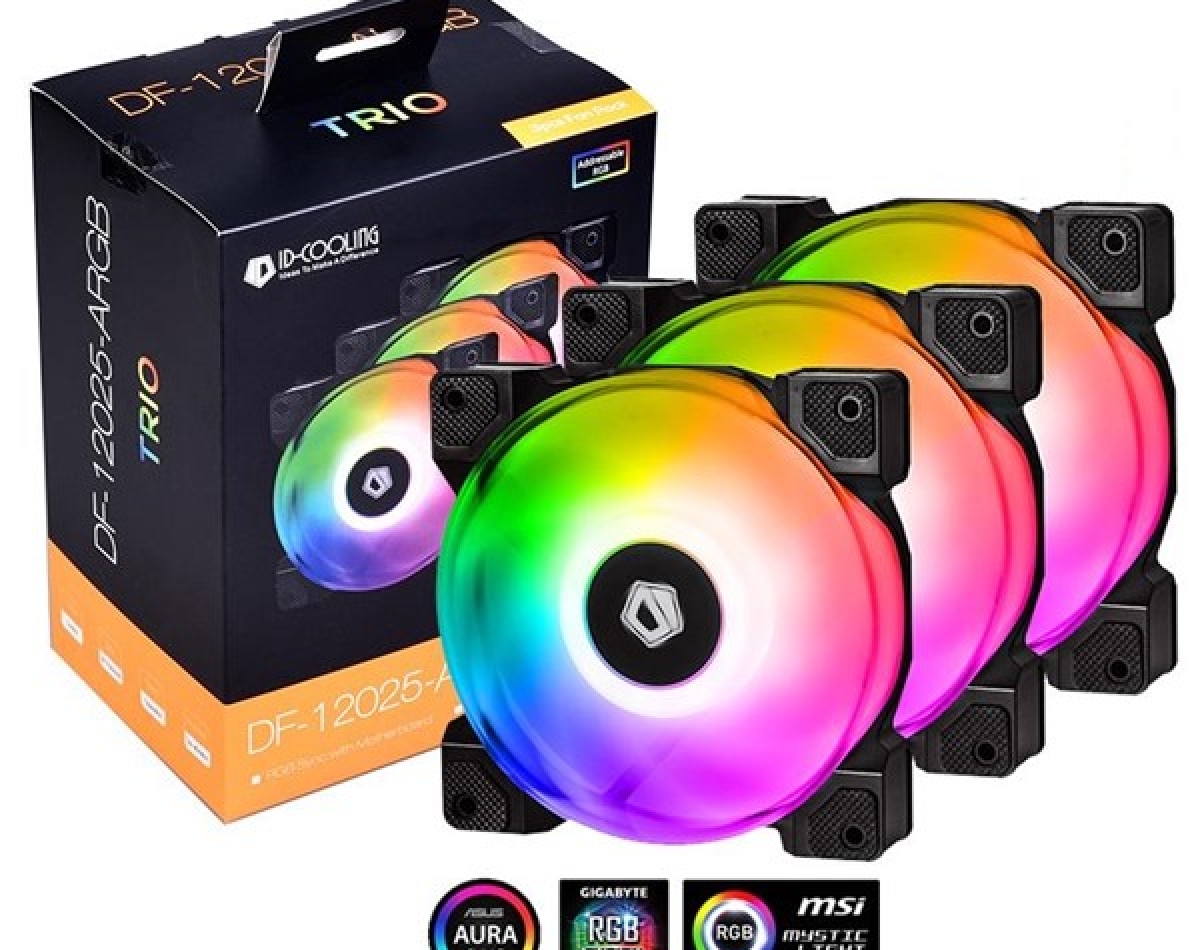 BỘ FAN CASE ID-COOLING DF-12025-ARGB TRIO SNOW 3pcs Pack  Công nghệ Dual Ball Bearing độ bền vượt trội, tốc fan 2000 vòng / phút