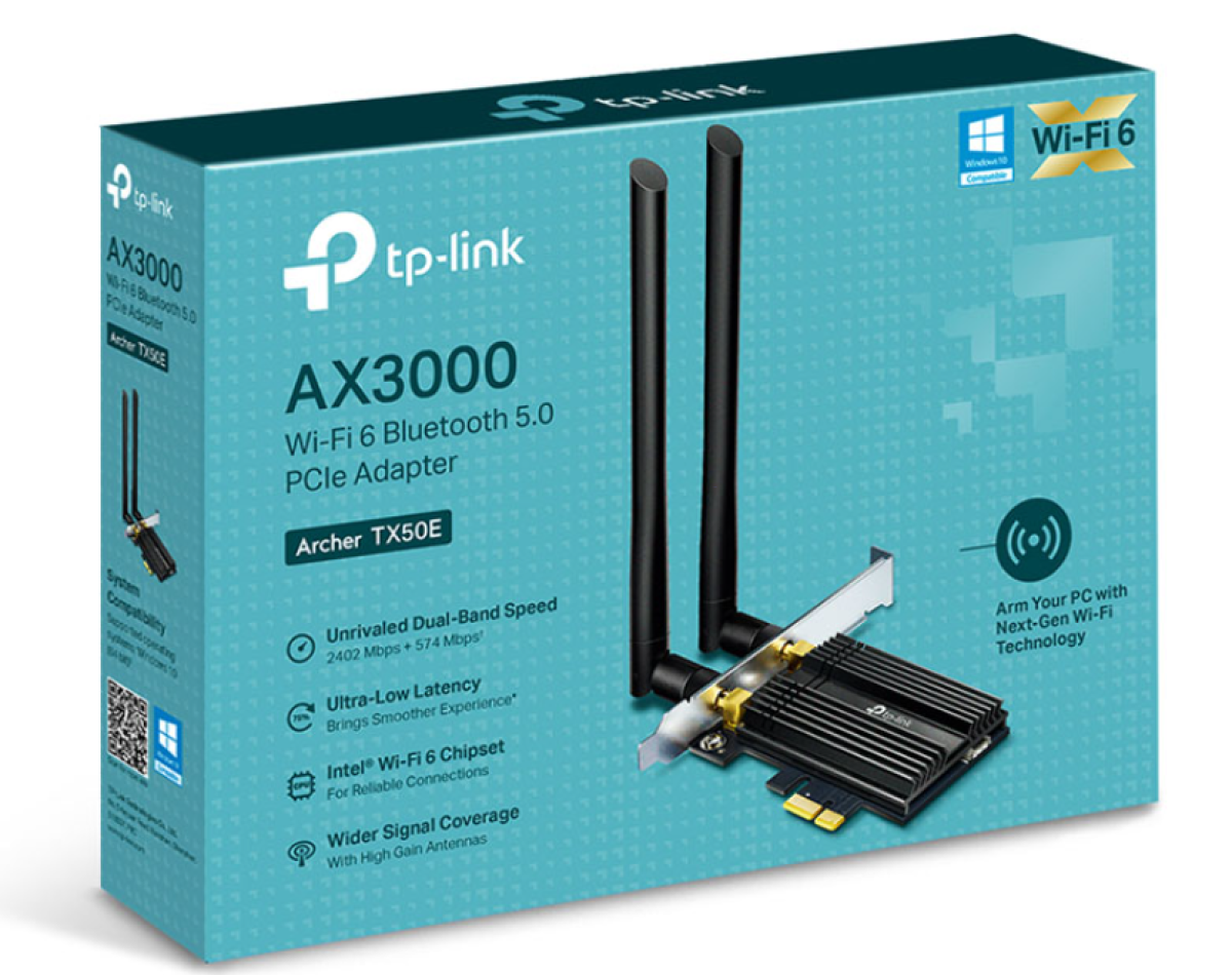 Card mạng không dây PCIe TP-Link Archer TX50E (Bluetooth 5.0 Wi-Fi 6 AX3000)