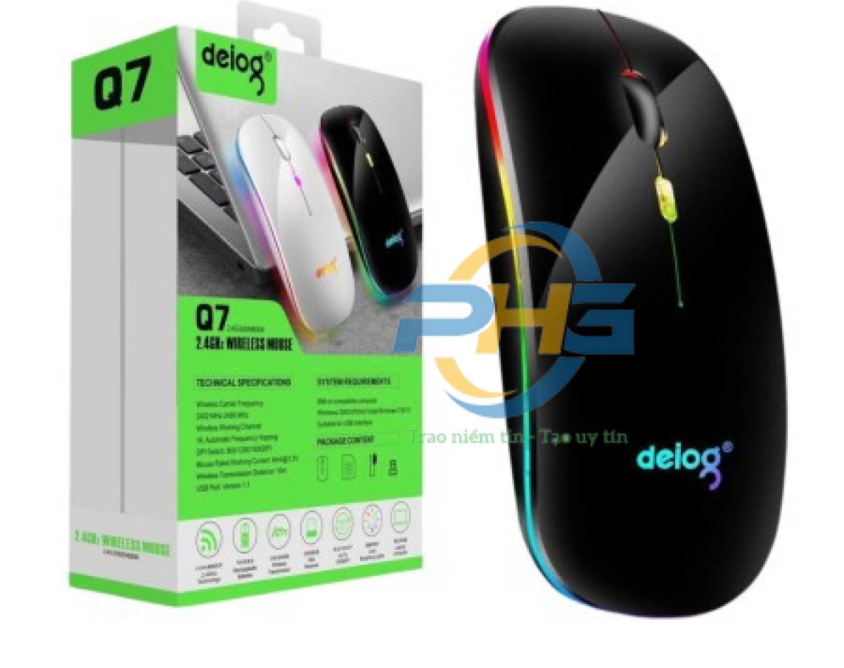 Chuột không dây Deiog Q7 Black Bluetooth chính hãng