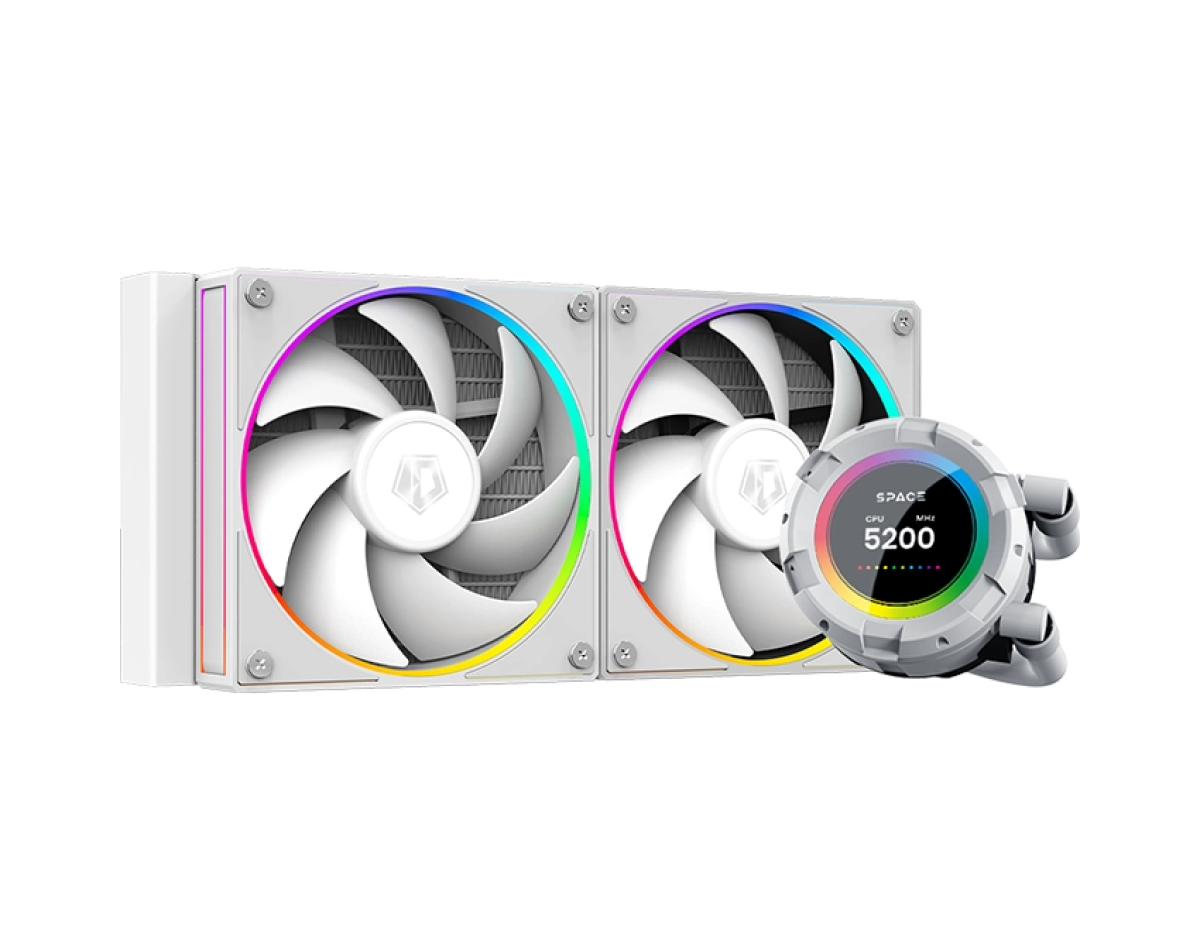 BỘ TẢN NHIỆT NƯỚC ID-COOLING SPACE SL240 WHITE  2.1"" IPS LCD screen with 480x480 resolution - 600 nit - 24-Bit Color Depth, 16.7 Million Colors customization