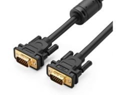 Cable VGA 10m Ugreen 11633, 2 đầu VGA VG101(Dây tròn trơn đen, Hàng cao cấp)