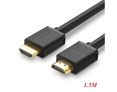 Cable HDMI 1.5m Ugreen 60820 chuẩn 1.4 4K * 2K HD104 (Dây tròn trơn đen, hàng cao cấp)