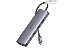 Bộ chuyển đổi USB C to HDMI + VGA + LAN 1Gbps + Hub USB3.0 + SD/TF + Audio Ugreen 80133 cao cấp