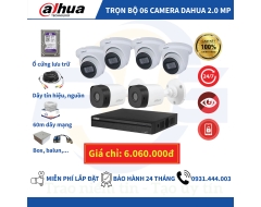 TRỌN BỘ 6 CAMERA DAHUA 2.0MP