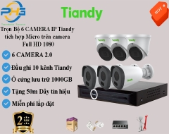 Trọn bộ 6 Camera  Tiandy 2.0 MP