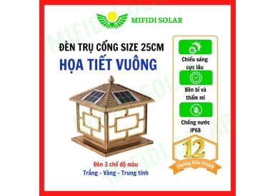 Trụ cổng họa tiết vuông 3 chế độ màu size 25cm TCCTS40SL3M