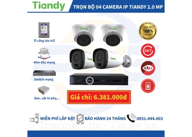 TRỌN BỘ 4 CAMERA IP TIANDY 2.0MP