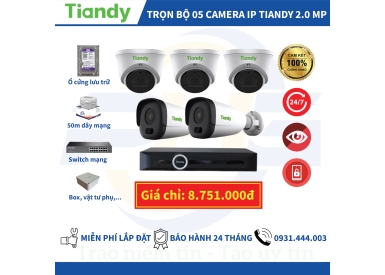 TRỌN BỘ 5 CAMERA IP TIANDY 2.0MP