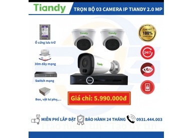 TRỌN BỘ 3 CAMERA IP TIANDY 2.0MP