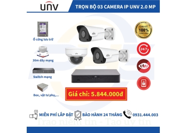 TRỌN BỘ 3 CAMERA IP UNV 2.0MP