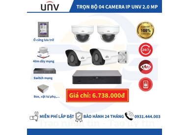 TRỌN BỘ 4 CAMERA IP UNV 2.0MP