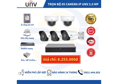 TRỌN BỘ 5 CAMERA IP UNV 2.0MP