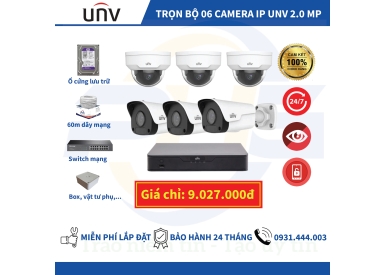 TRỌN BỘ 6 CAMERA IP UNV 2.0MP